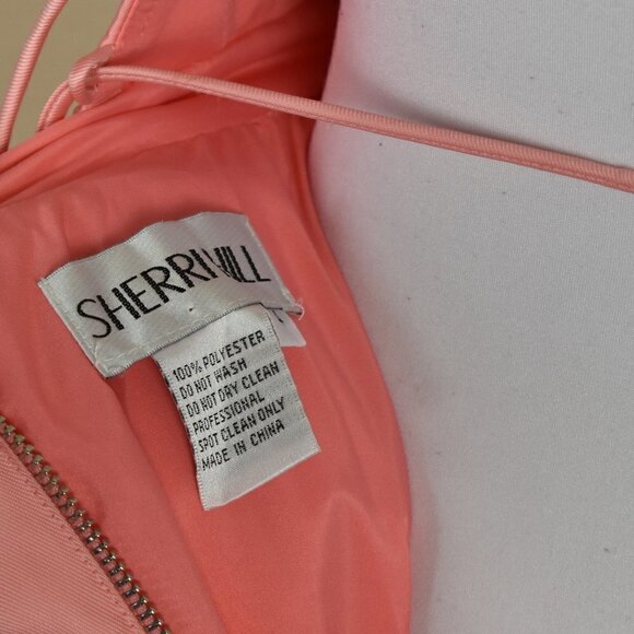 Sherri Hill 52821 V-Neck Ball Gown With Lace Up Back CORAL 4 - Picture 9 of 9